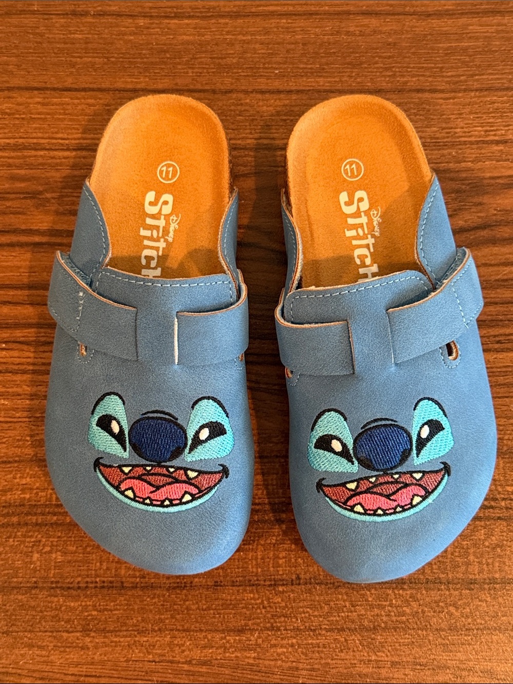 Disney Kids Blue Stitch Slip-On Clogs with Embroidered Face